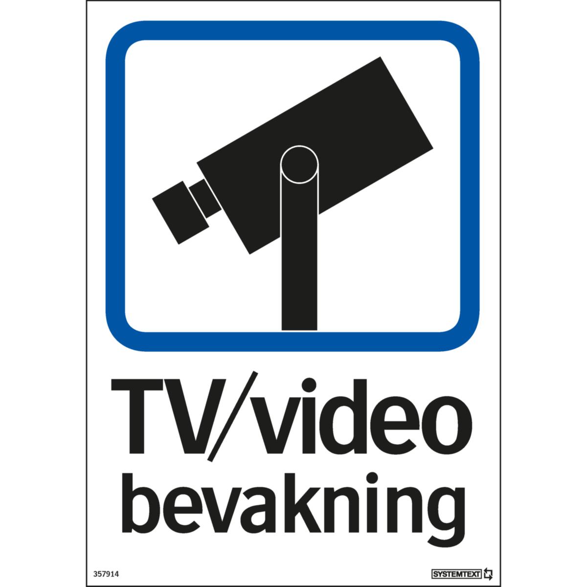 Trivsel- och ordningsskyltar - SKYLT TV/VIDEO BEVAKNING 35-7914 297X210MM