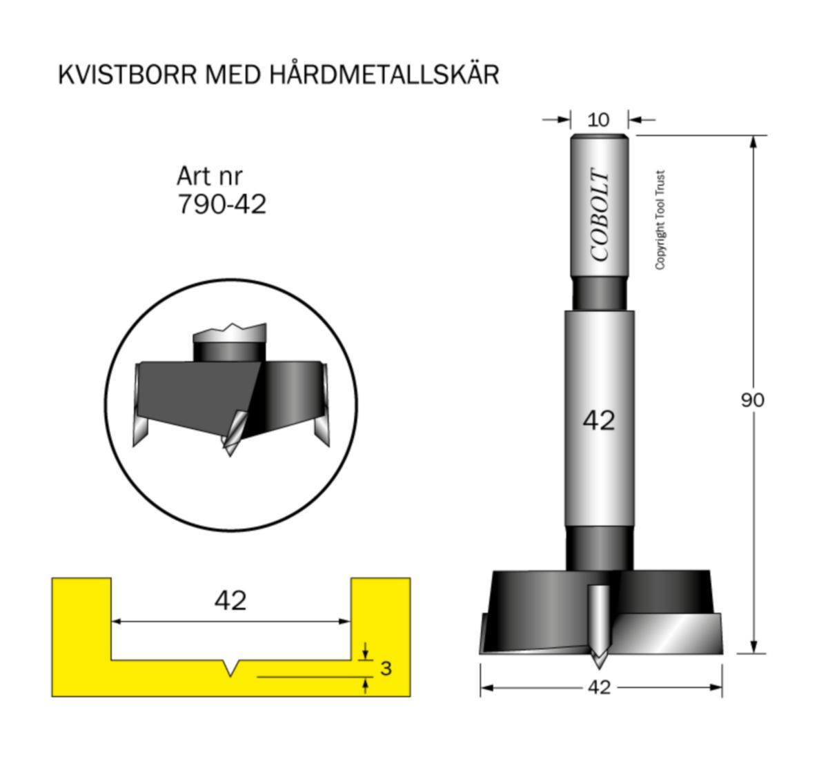 Kvistborr Cobolt HM - KVISTBORR HM COBOLT D42 TL90 S10