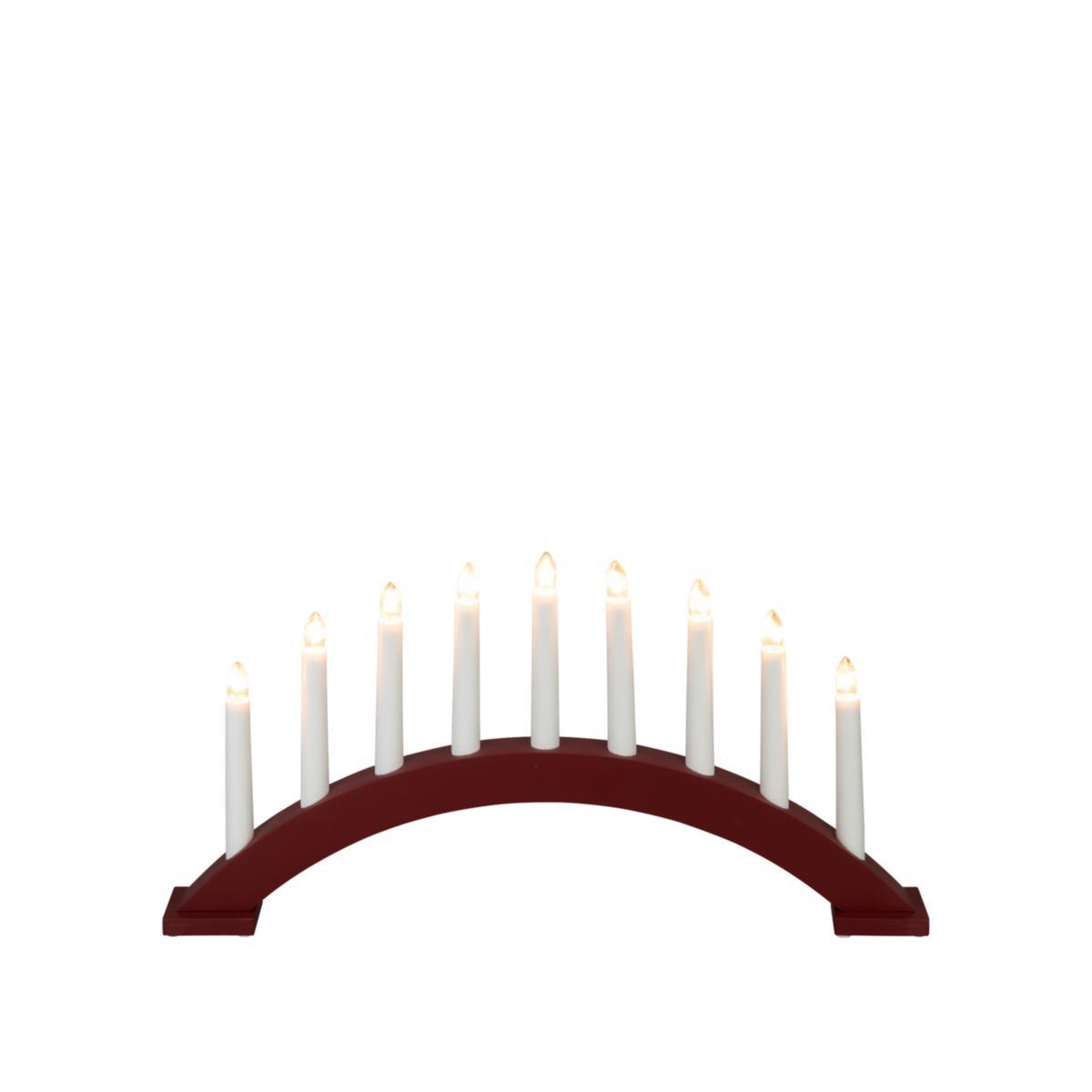 Elljusstake - ELLJUSSTAKE 9 LJUS TRÄ RÖD 