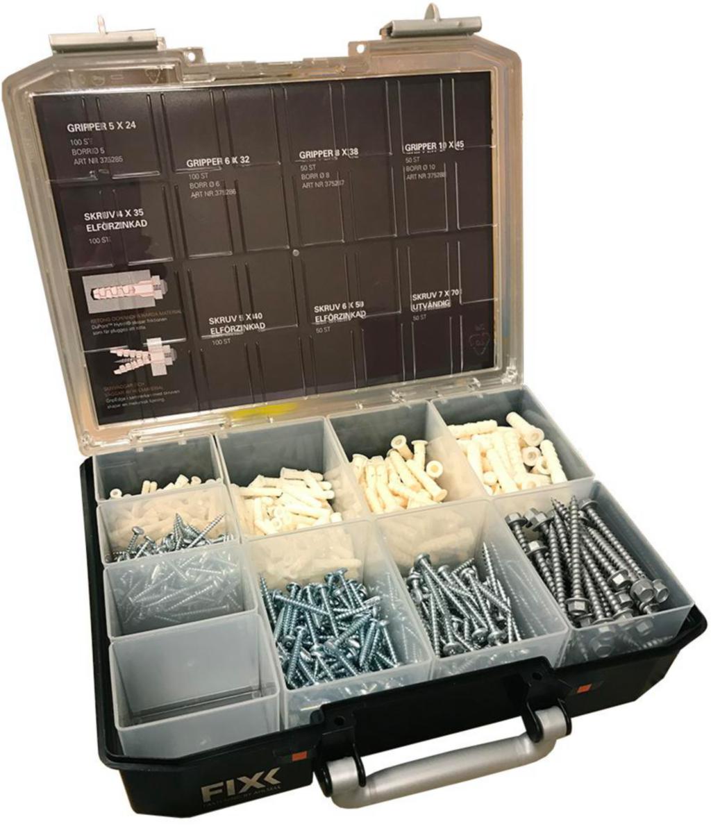 Universalplugg GRIPPER™ sortimentsväska - SORTIMENTSVÄSKA FIXX GRIPPER 300 ST PLUGG & SKRUV