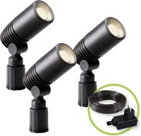 Trädgårdsbelysning LED, spotlight, 3-pack inkl trafo, Alder