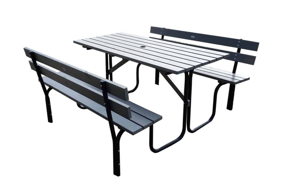 Bänkbord med rygg, 150 cm, Stålpicknick - BÄNKBORD STÅLPICKNICK 150 CM GRÅLASYR
