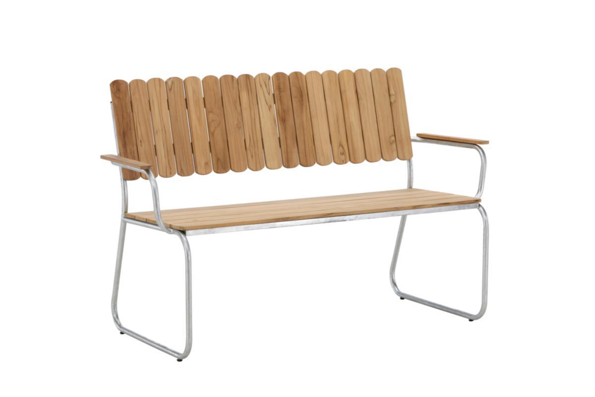 Trädgårdssoffa, Holmsund - TRÄDGÅRDSSOFFA HOLMSUND STÅL/ TEAK GALV/NATUR 122 CM
