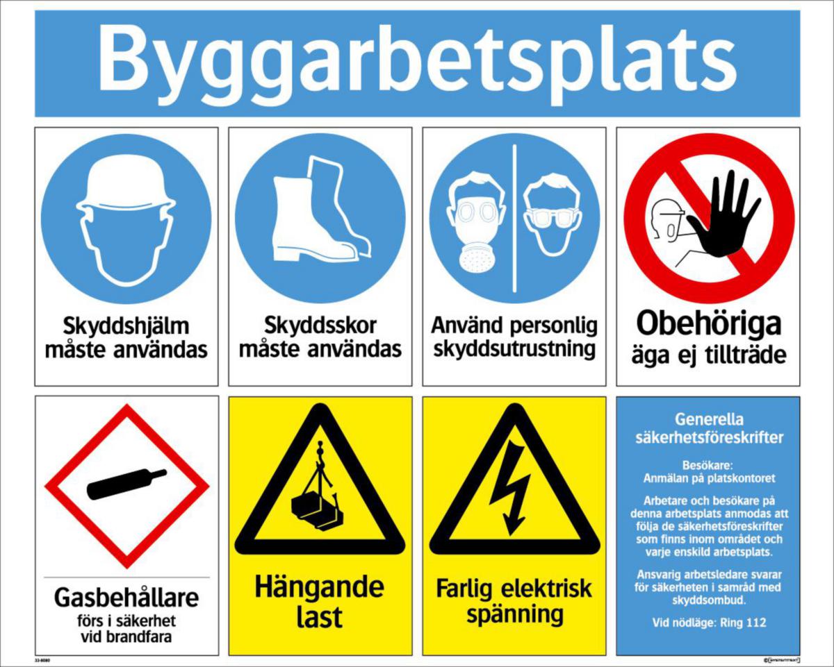 Informations- och kombinationsskyltar - SKYLT BYGGARBETSPLATS 33-8080 625X780MM