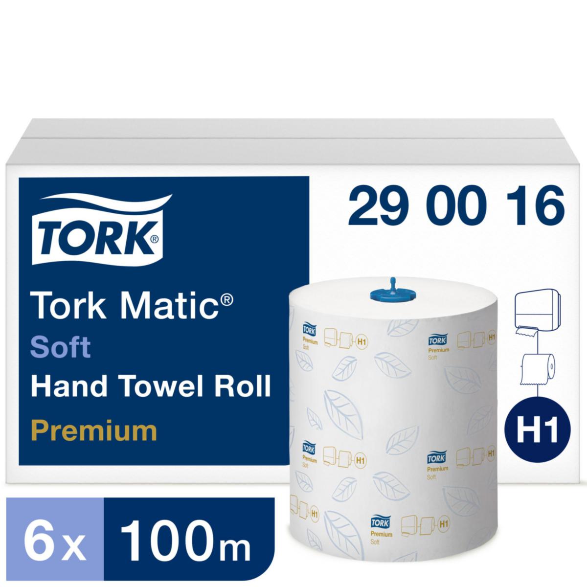 Handduk Tork Matic H1 - TORKRULLE HANDDUK PREMIUM SOFT H1 VIT 100M/RL 6RL/FRP 290016