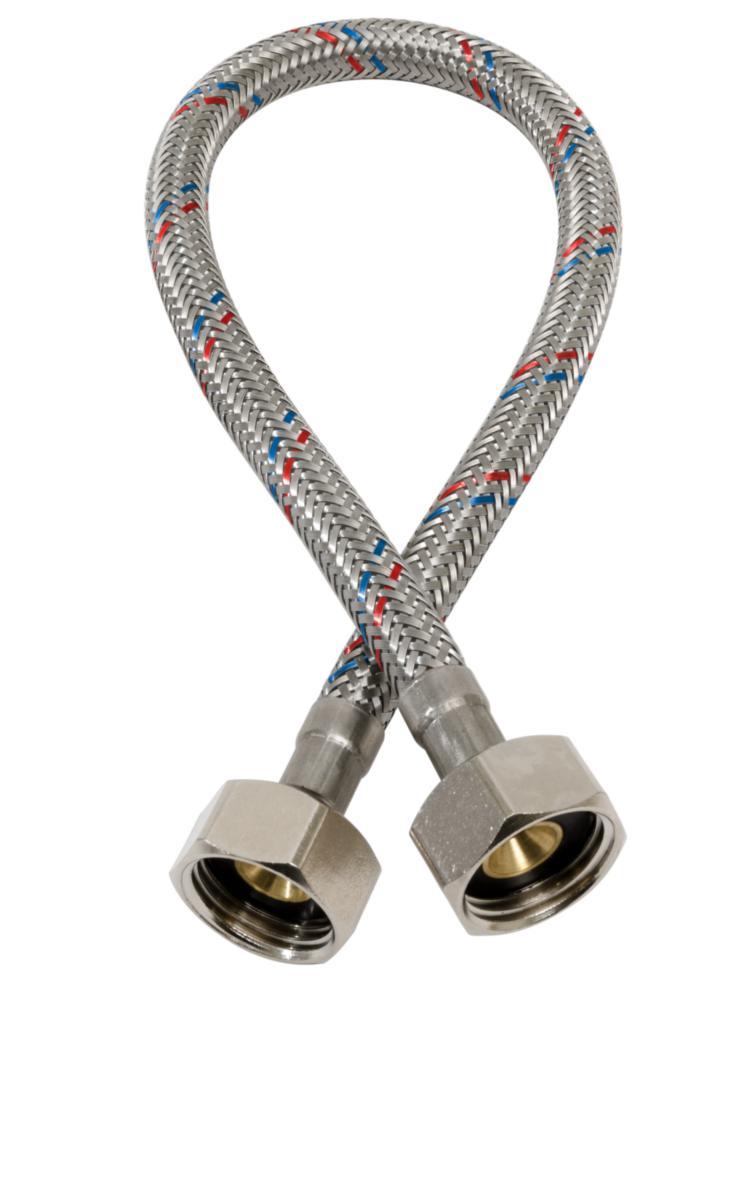 Anslutningsslang PEX, metallomspunnen mjuk, rak-rak - ANSL SLANG PEX G15 X 300MM RAK /RAK R.F OMFLÄT DN6