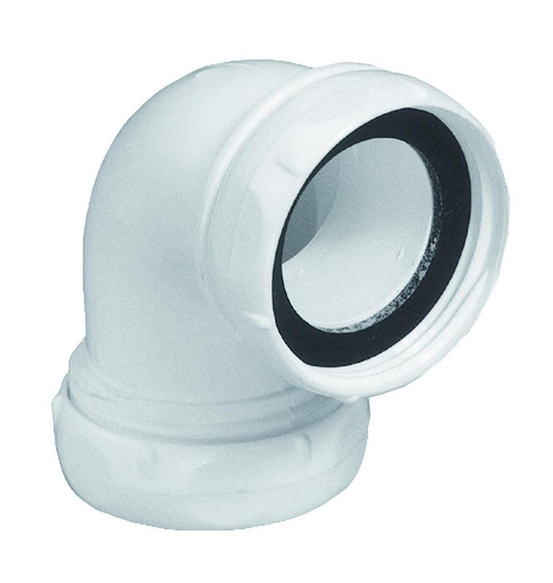 Koppling/invändig gänga, löpande mutter, 90° för utloppsrör, Purus - 32X40 VINKELKOPPL. VIT MED LEKANDE MUTTER