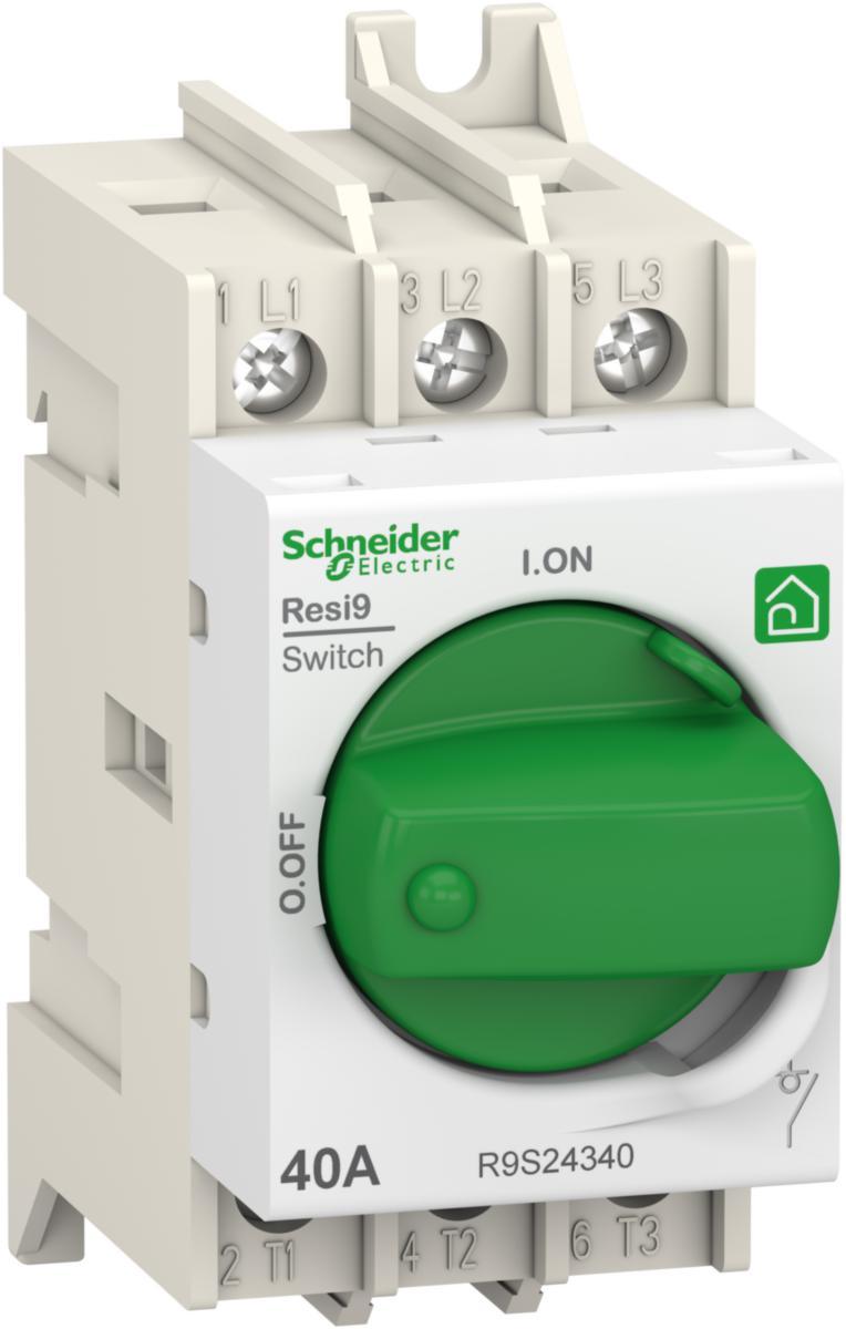 Huvudbrytare för normcentraler, Resi9, Schneider Electric - HUVUDBRYTARE 40A 3P 2 MODUL RESI9 SCHNEIDER