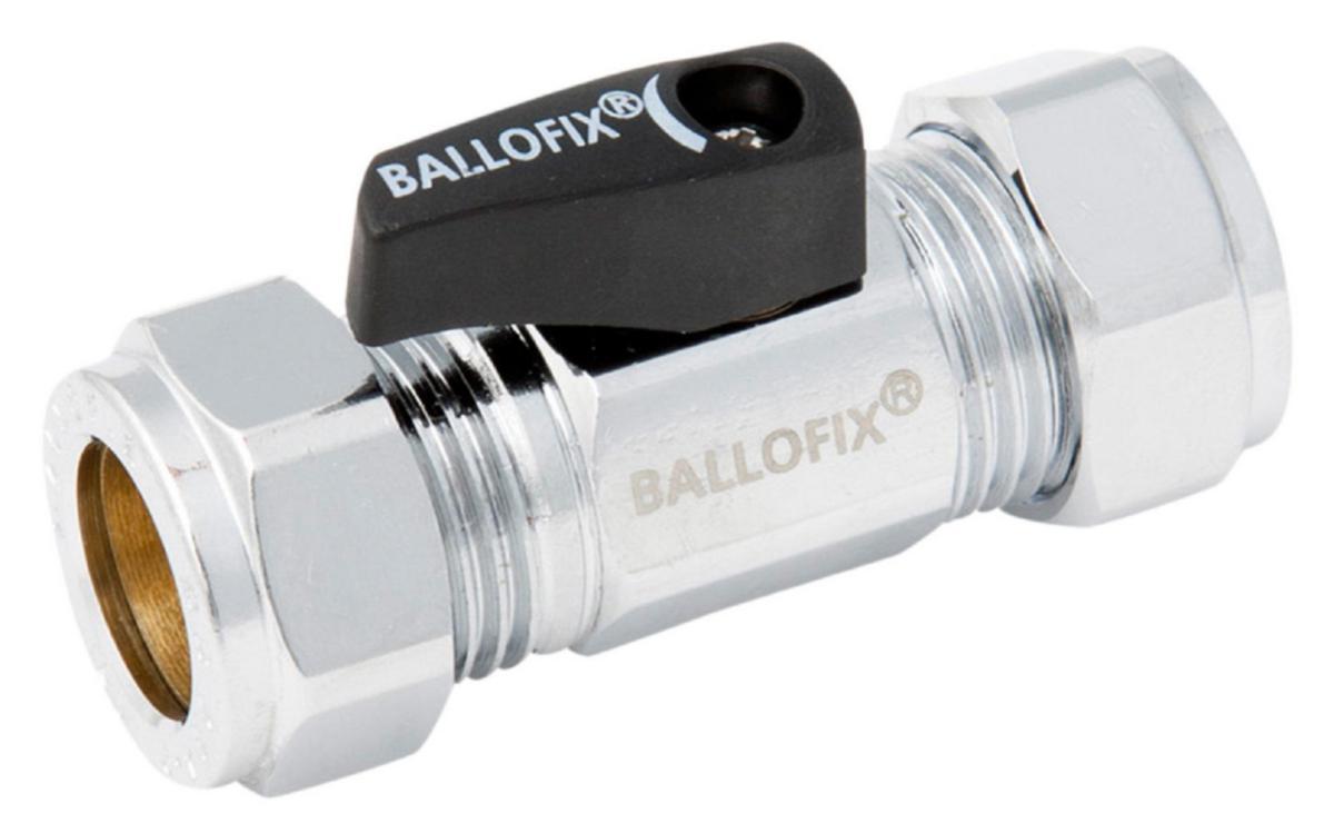 Kulventiler Ballofix, förkromade med vred, modell 507, klämring x klämring med vred - 8X8  BALLOFIX 507 KULVENTIL KLÄMRINGXKLÄMRING MED VRED