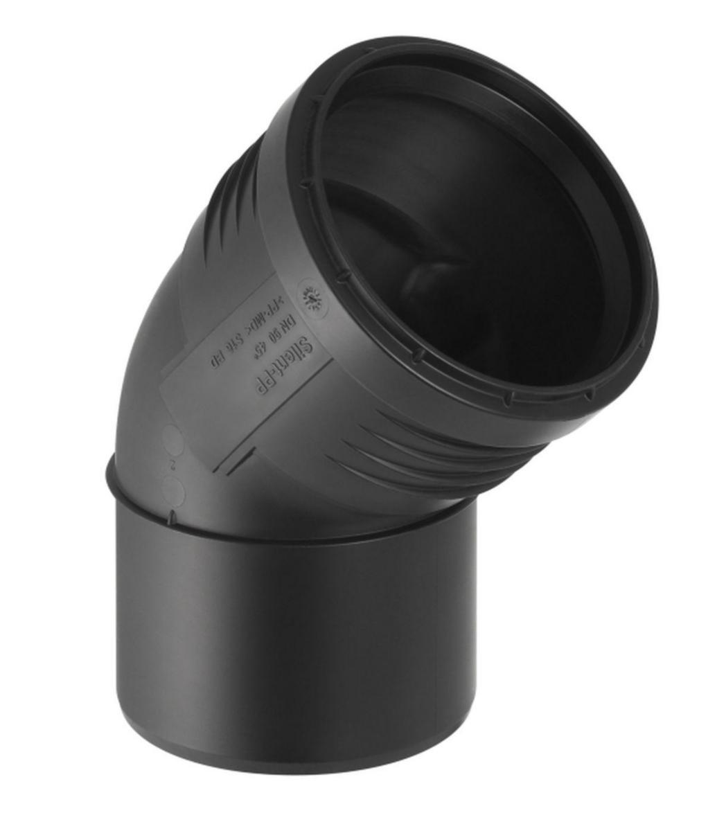 Böj med en muff, 45° PP, Silent PP - BÖJ 45°. 110MM SILENT PP. GEBERIT