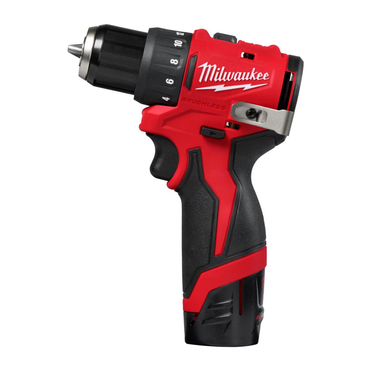 Borrskruvdragare Milwaukee M12 BLDDRC-202C - BORRSKRUVDRAGARE MILWAUKEE M12 BLDDRC-202C, 2X2AH+LADDARE