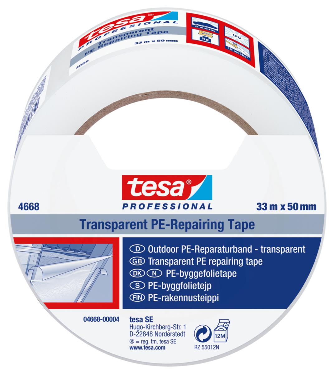 Byggfolietejp reparation, Tesa - BYGGFOLIETEJP 50MMX0.140MM 33M TRANSP REPARATIONST TESA