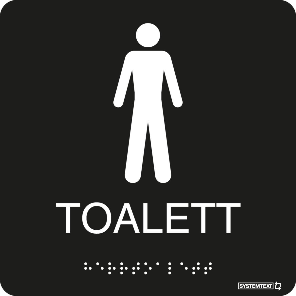 Taktilskyltar - SKYLT SYSTEMTEXT TAKTIL HERRAR TOALETT SVART 150X150MM