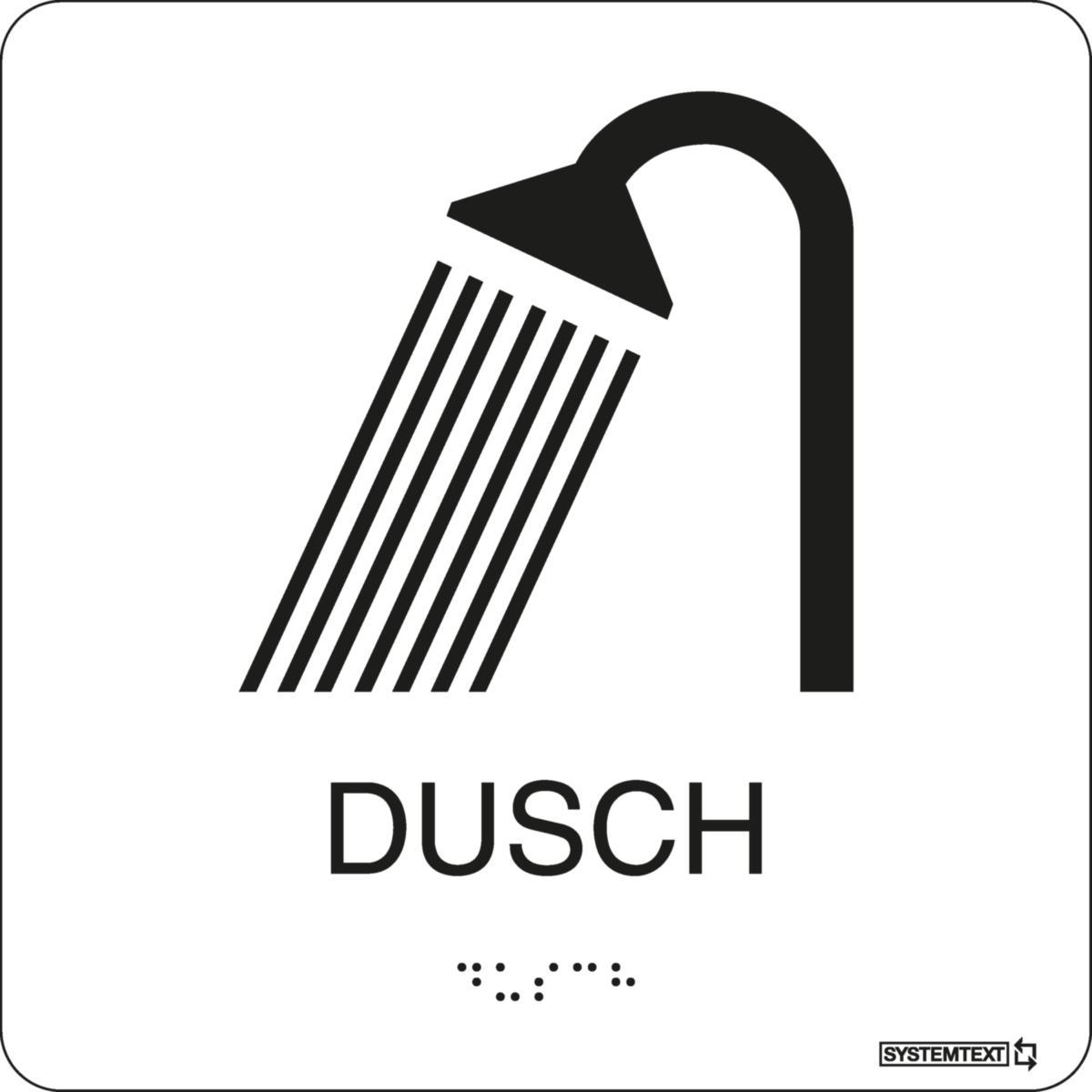 Taktilskyltar - SKYLT SYSTEMTEXT TAKTIL DUSCH VIT 150X150MM