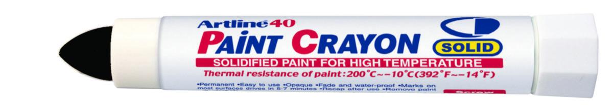 Märkpenna Artline Paint Crayon EK-40 - MÄRKPENNA ARTLINE PAINT CRAYON SVART EK-40 PASTAKRITA