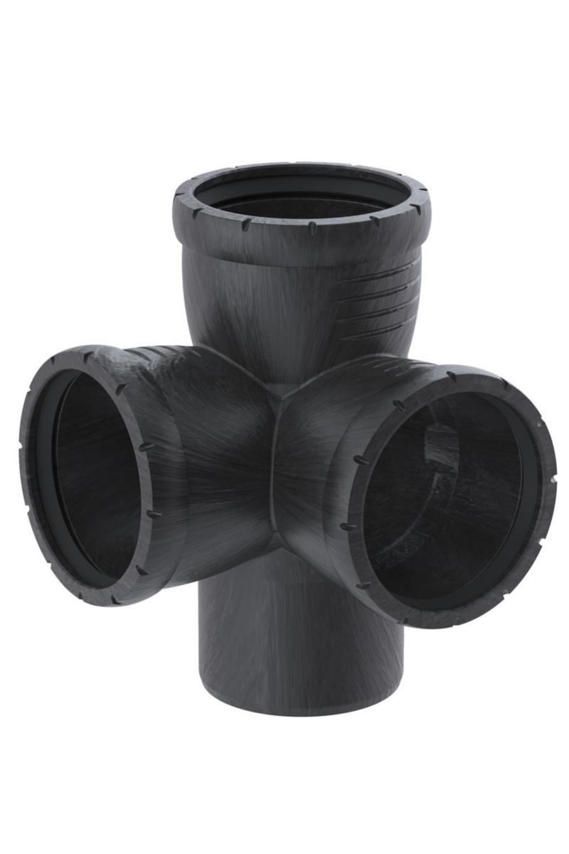 Hörngrenrör med tre muffar 87,5°, PP, Silent Pro - HÖRNGRENR 87.5°. 110X110X110 SILENT PRO. GEBERIT