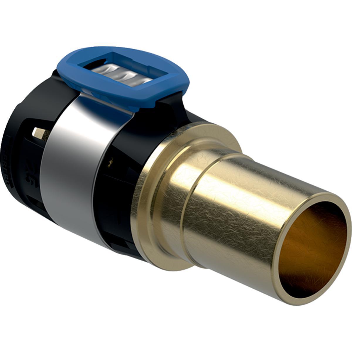 Övergångskoppling med slätända CU Rödgods, FlowFit, Geberit - FLOWFIT ÖVERGÅNG 20X15MM T MAPRESS CU SLÄTÄNDA, GEBERIT