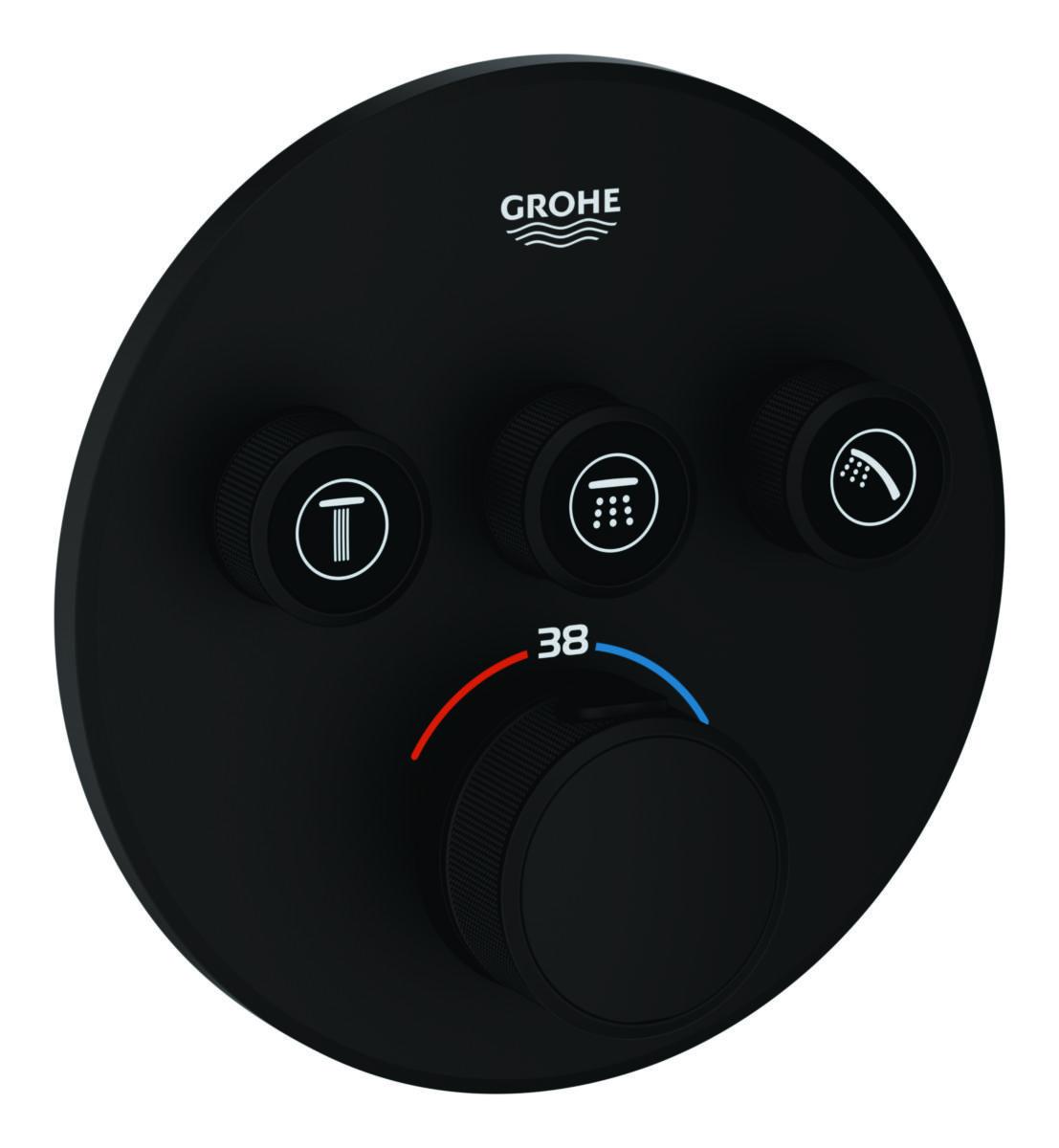 Termostat Grohtherm, Grohe - GROHE INBYGGN.TERMOSTAT SMART CONTROL, 3 VENT, SVART