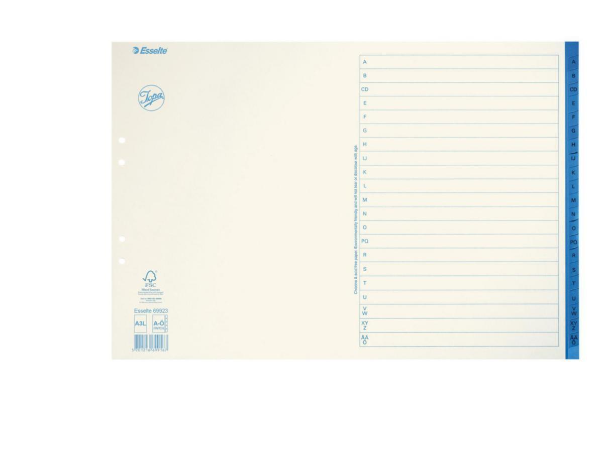 Pappersregister Jopa A3L A-Ö - PAPPERSREGISTER A3L A-Ö JOPA. VIT-BLÅ