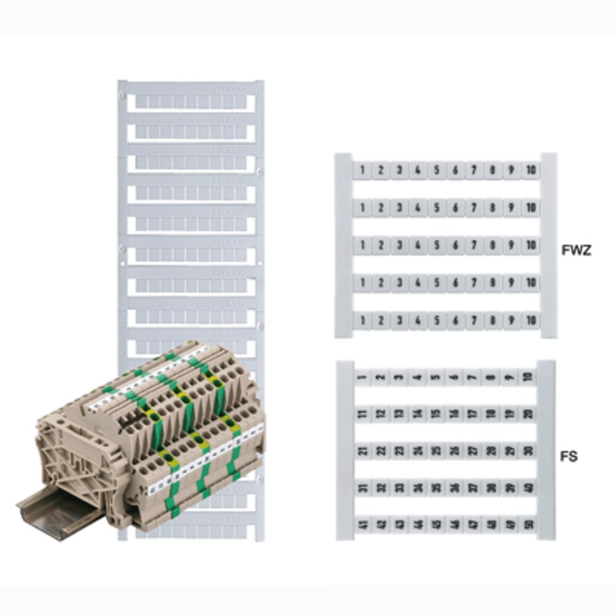 Märkskyltar Dekafix 5 FWZ 1-410, L1-PE - MÄRKKARTA 5FWZ 101-110 50TKN