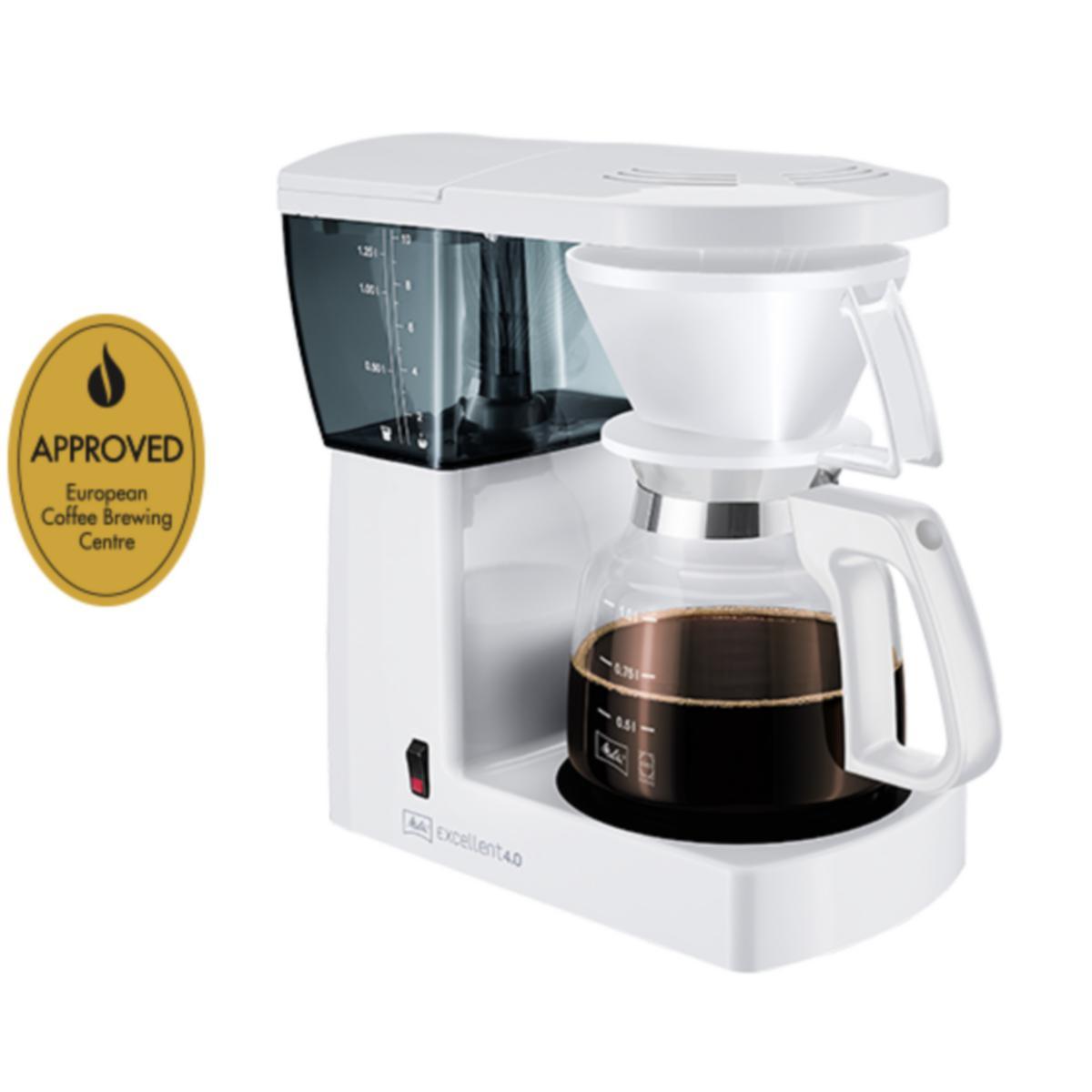Kaffebryggare, 1.25 l, Excellent 4.0 - KAFFEBRYGGARE 1.25 L 1455 W VIT EXCELLENT 4.0 MELITTA