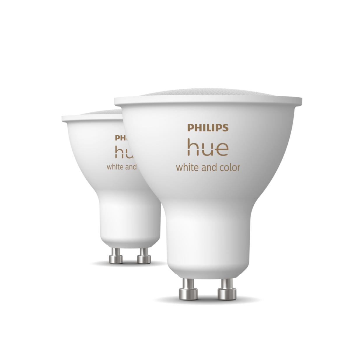 Ljuskälla GU10 HUE, RGBW - "PHILIPS HUEWCA GU10 2PACK" 4.2W 2200-6500K RGBW GU10 400L
