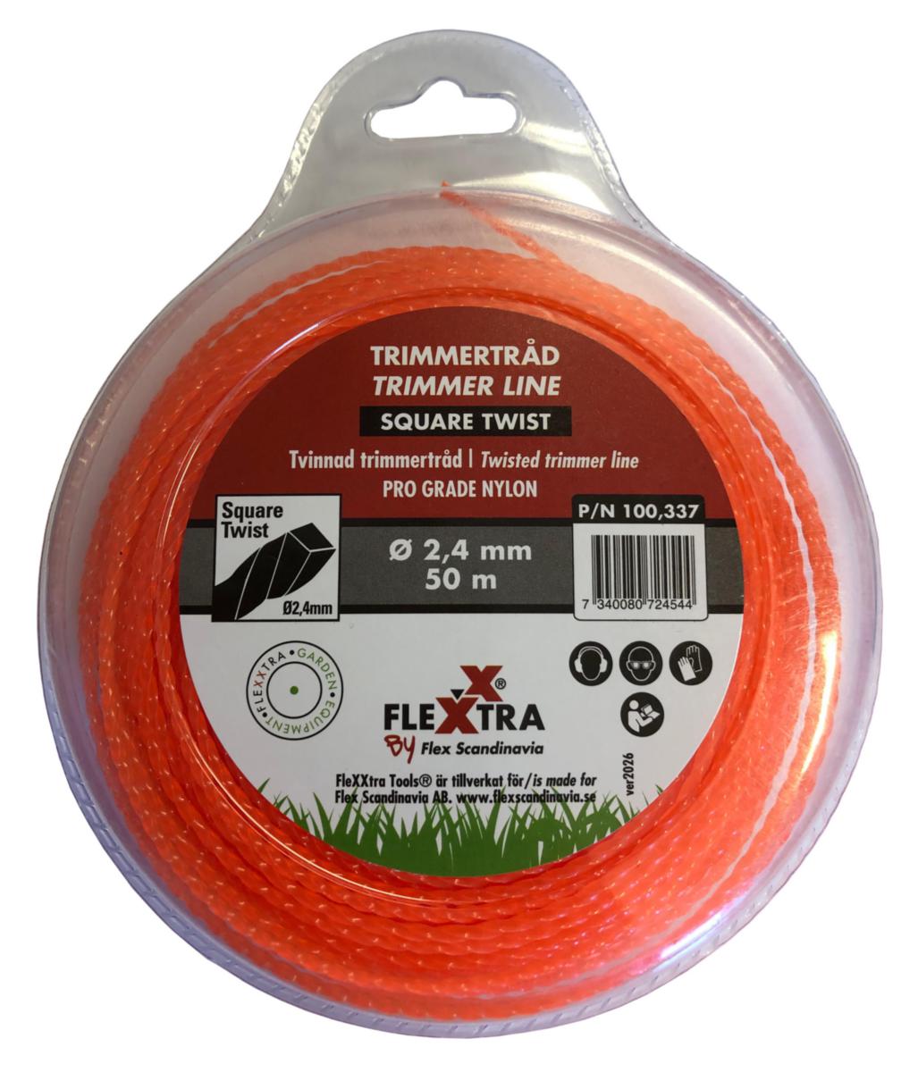Trimmertråd Flexxtra - TRIMMERTRÅD FLEXXTRA 2.4MM 50M TWIST ORANGE