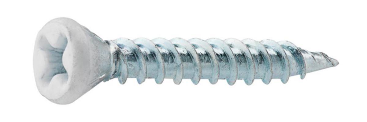 Spån-/Sockelskruv Stål vit Grabber - SOCKELSKRUV GRABBER 16J-VIT 3.8X28 100/FP