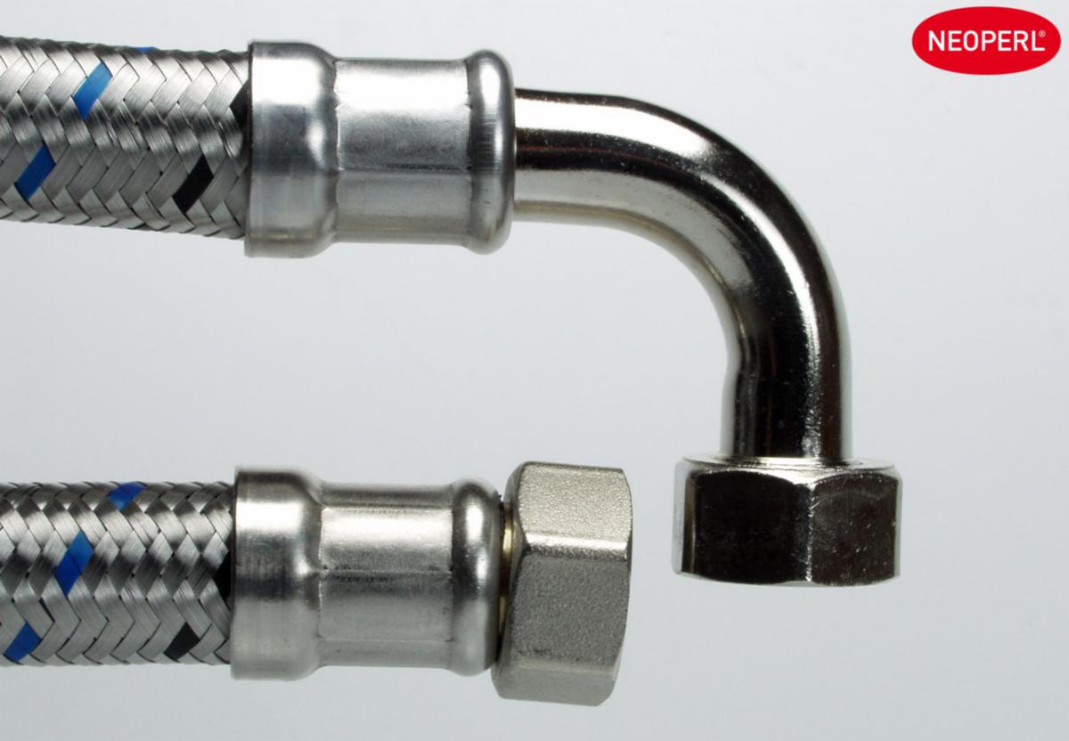 Diffusionstät slang rostfri omflätning med gängade anslutningar, Neoperl - NEOFLEX BUTYL DN20 600 MM R.F R20 RAK/VINKEL INV.GG LEK.MUTT