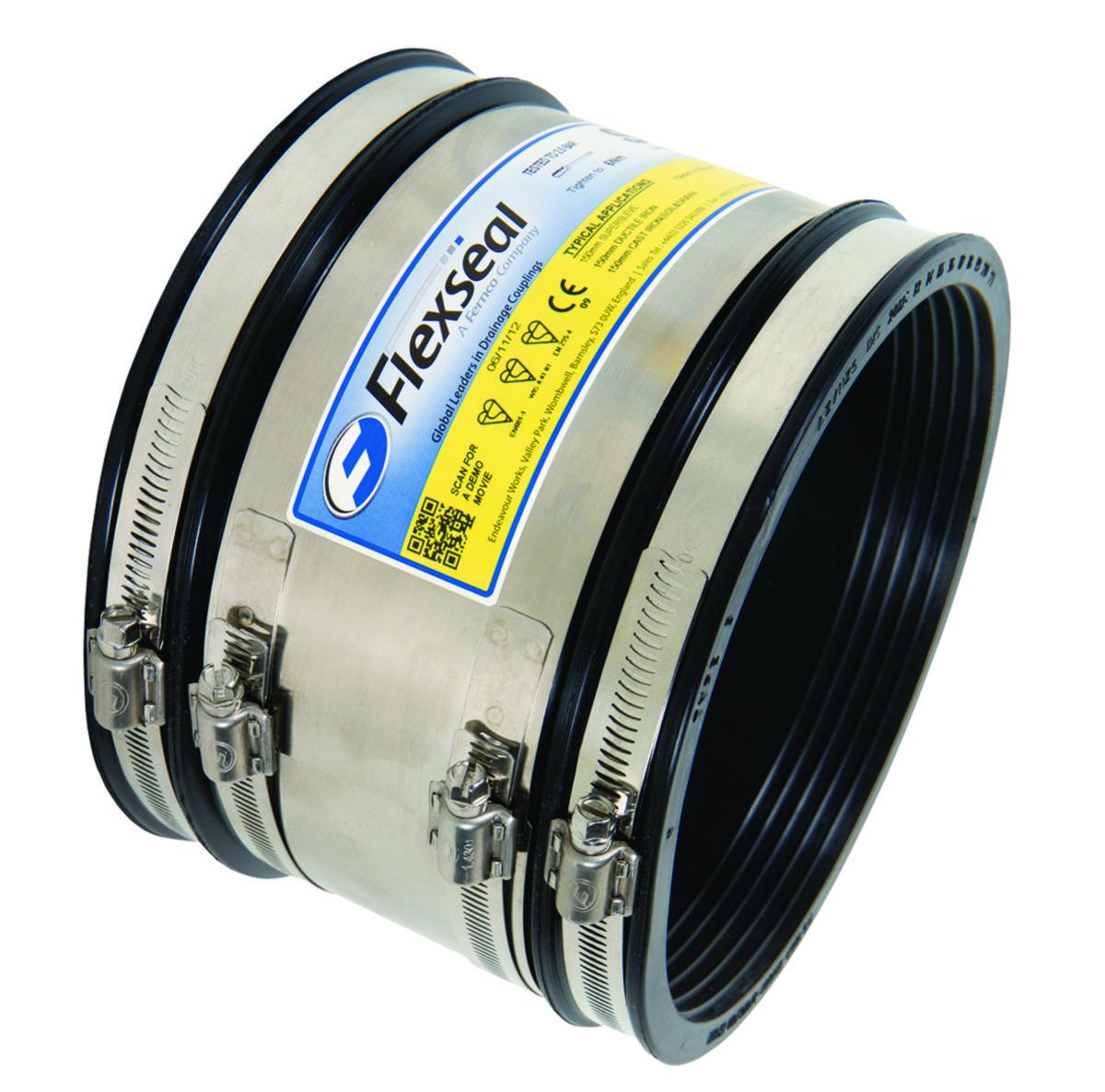 Flexseal rak koppling - 80-95MM L100MM FLEXSEAL KOPL RAK EPDM, SYRAFAST STÖDPLÅT
