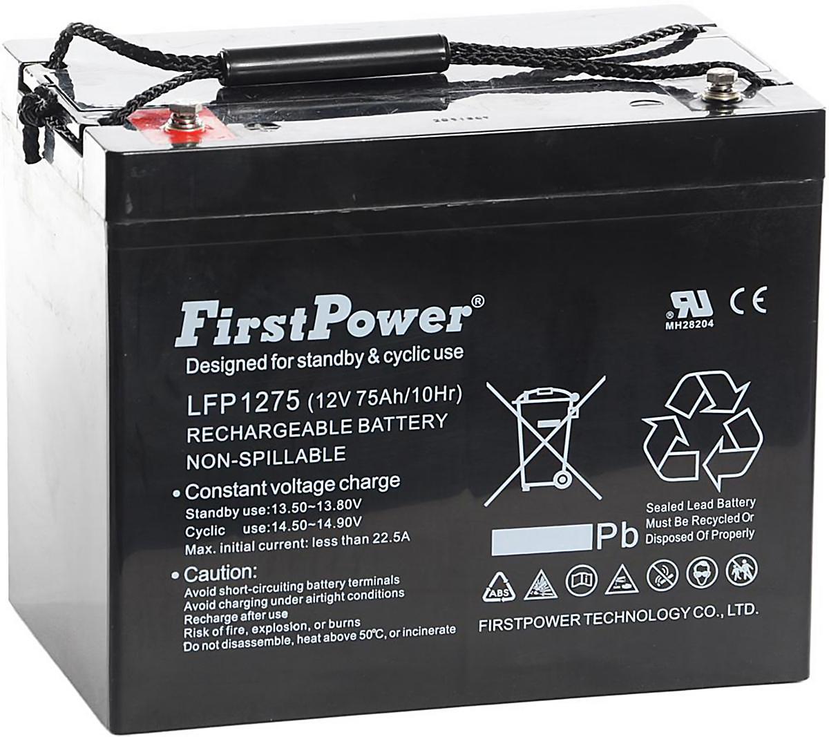 Blybatteri FirstPower AGM - BLYBATTERI AGM 12V 75AH LFP1275