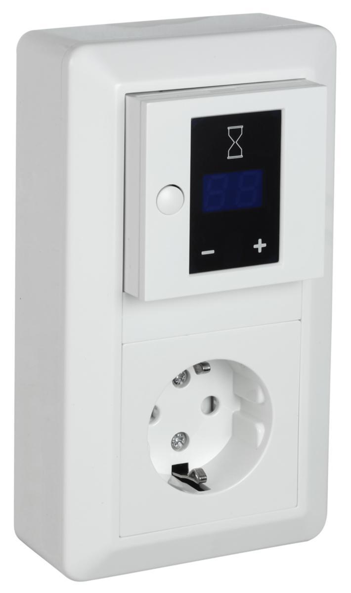 Timerkit med 1-vägs jordat vägguttag + timer, Elko RS - TIMERKIT RS VIT UTANPÅLIGGANDE 1-V JORDAT UTTAG TIMER 1M-8T