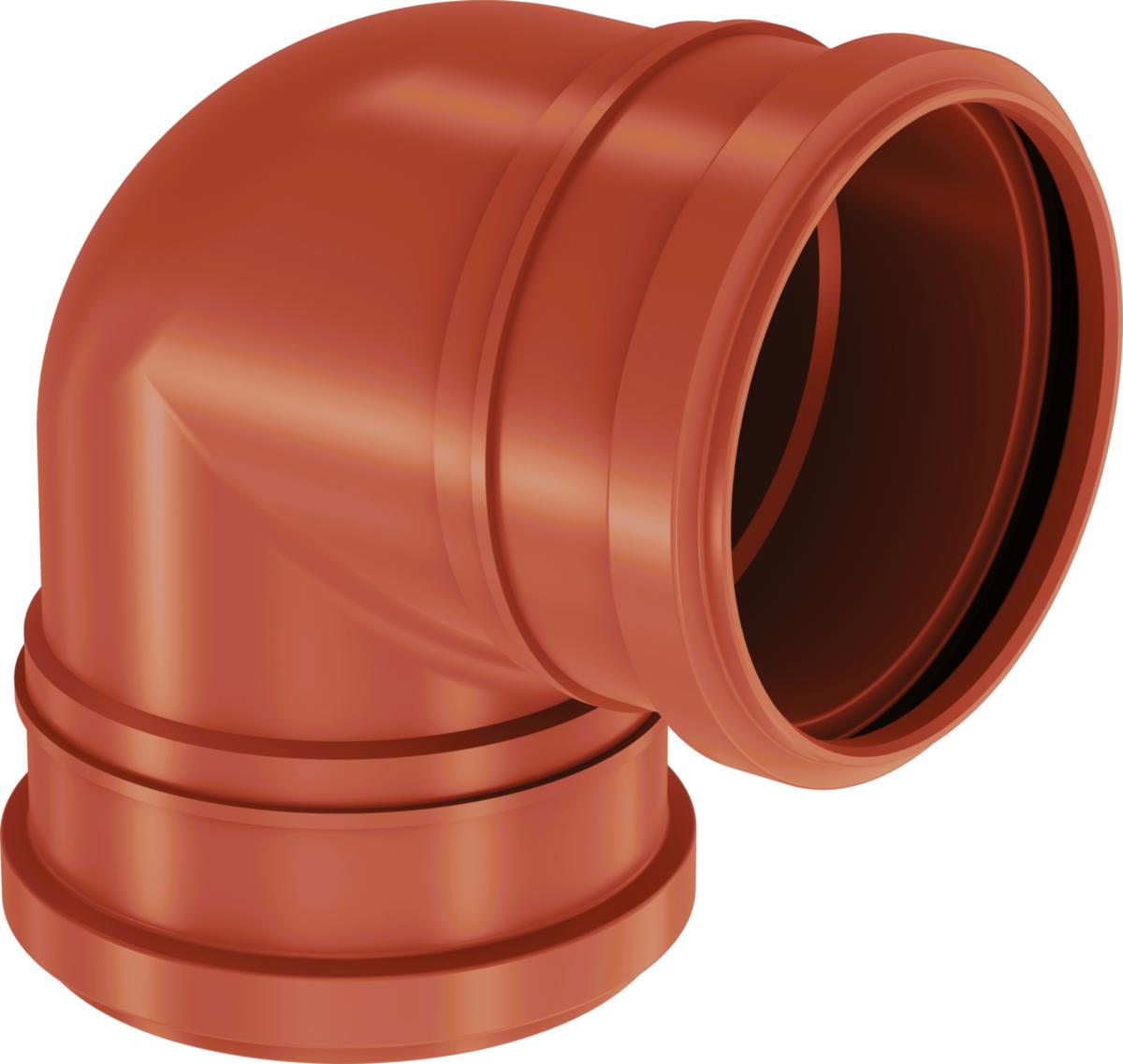 Markavloppsböj PP 90° med 2 muffar, kort radie, Uponor - MARKBÖJ 110x88,5GR KORT 2-MUFF PP EN1852 PBB.5215 UPONOR