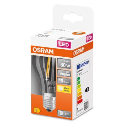 LED-LAMPA NORMAL (60) KLAR BOX E27 827 CL A OSRAM