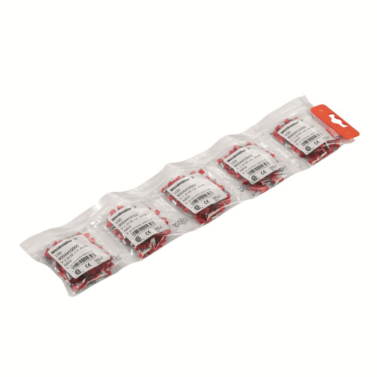 Ändhylsa för två ledare - ÄNDHYLSA 2X1.5 8MM RÖD PÅS/100 H1.5/16 ZH R SV