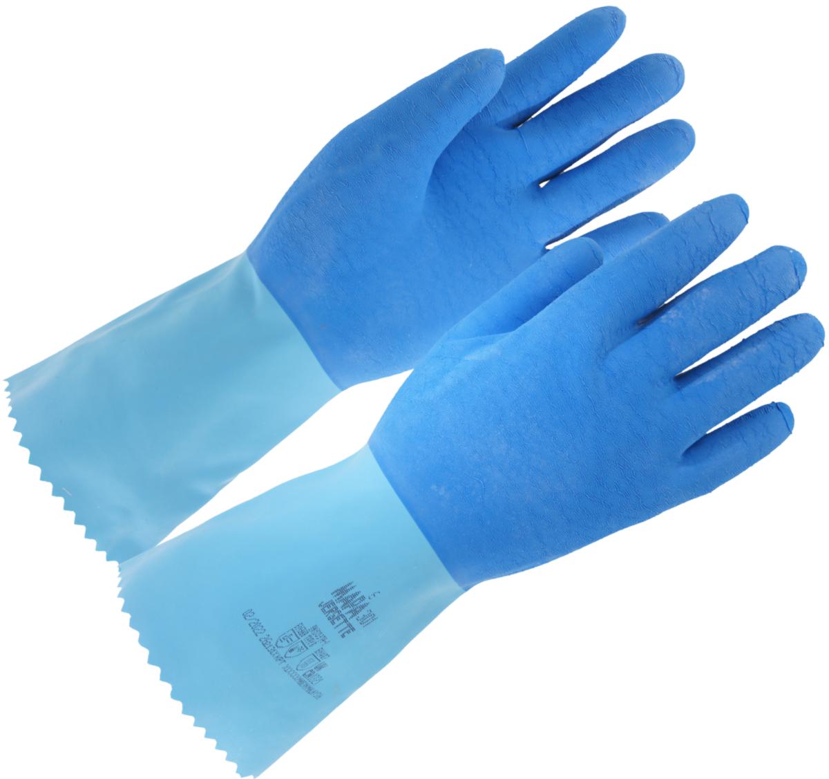 Kemskyddshandske Mapa Jersette 301 - KEM HANDSKE MAPA JERSETTE 301 BLÅ LATEX 30 CM STL 10