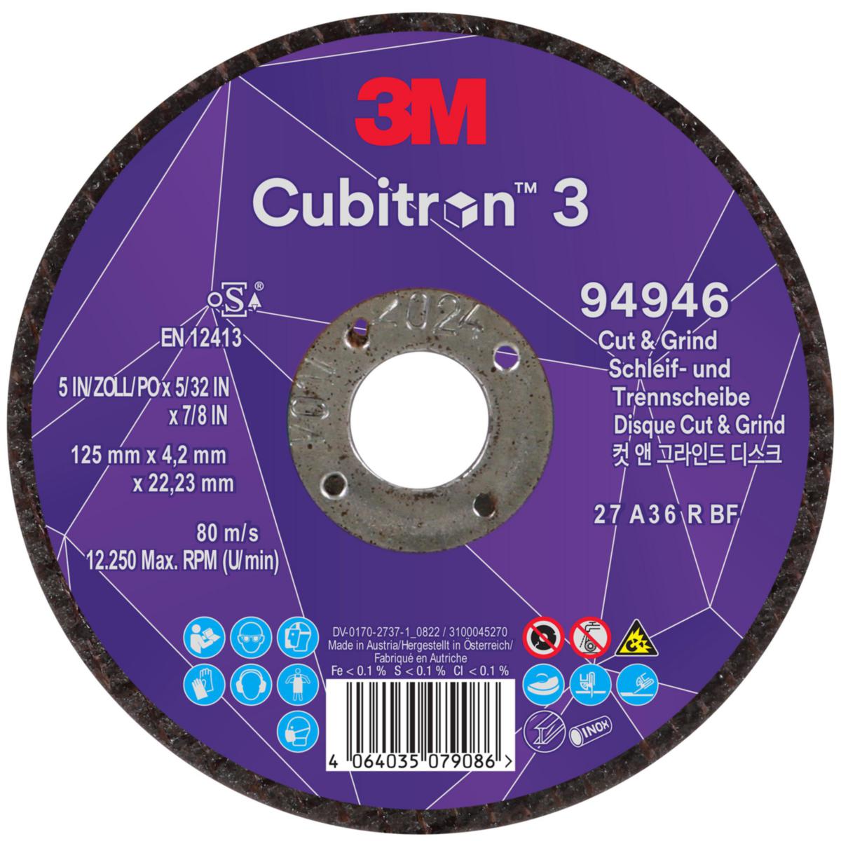 Kapskiva 3M Cubitron 3 Typ 27 - KAPSKIVA 3M CUBITRON 3 125X4,2x22,23 T27
