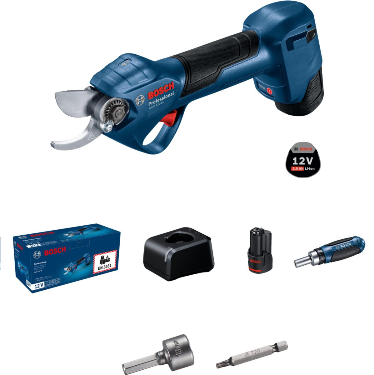 Sekatör Bosch GGP 12V-25 - SEKATÖR BOSCH GGP 12V-25 2X3,0AH GRENTJ 25 MM 4500 SNIT