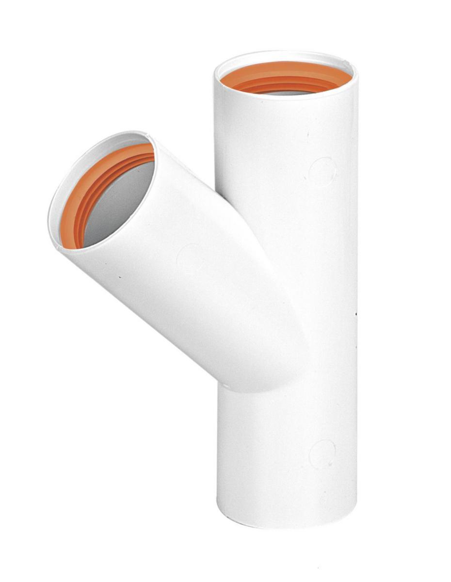 Grenrör 45°, PP, Faluplast - 40 T-RÖR FALU-VULK 74820 45GR MED GUMMITÄTNING VIT