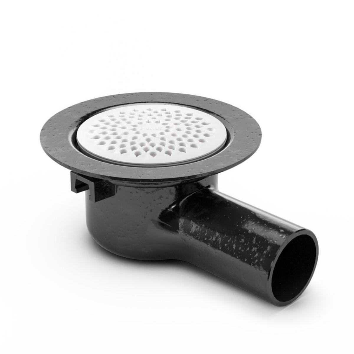 Spygatter med sidoutlopp, Purus - SPYGATT S/50L MA 75 E SIDA GJUTJÄRN UTLOPP 75 SIDA. PURUS