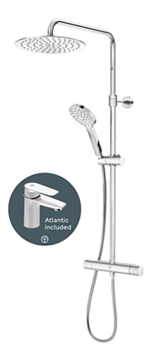 Takduschset Atlantic med bipackad tvättställsblandare, Gustavsberg - GBG ATLANTIC PAKET 160C/C TAKDUSCHSET/TV.ST.BL, KROM