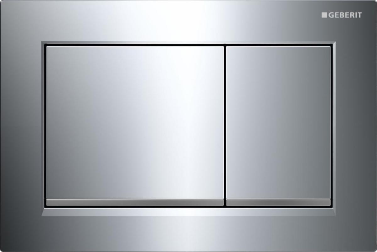 Tryckplatta Omega 30, Geberit - GEBERIT SPOLPLATTA OMEGA 20 SQUARE, DUBBEL, KROM/MATTKROM