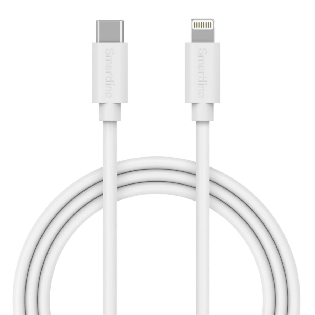 Laddkabel, USB-C till Lightning - LADDKABEL 1 M USB-C TILL LIGHTNING VIT SMARTLINE