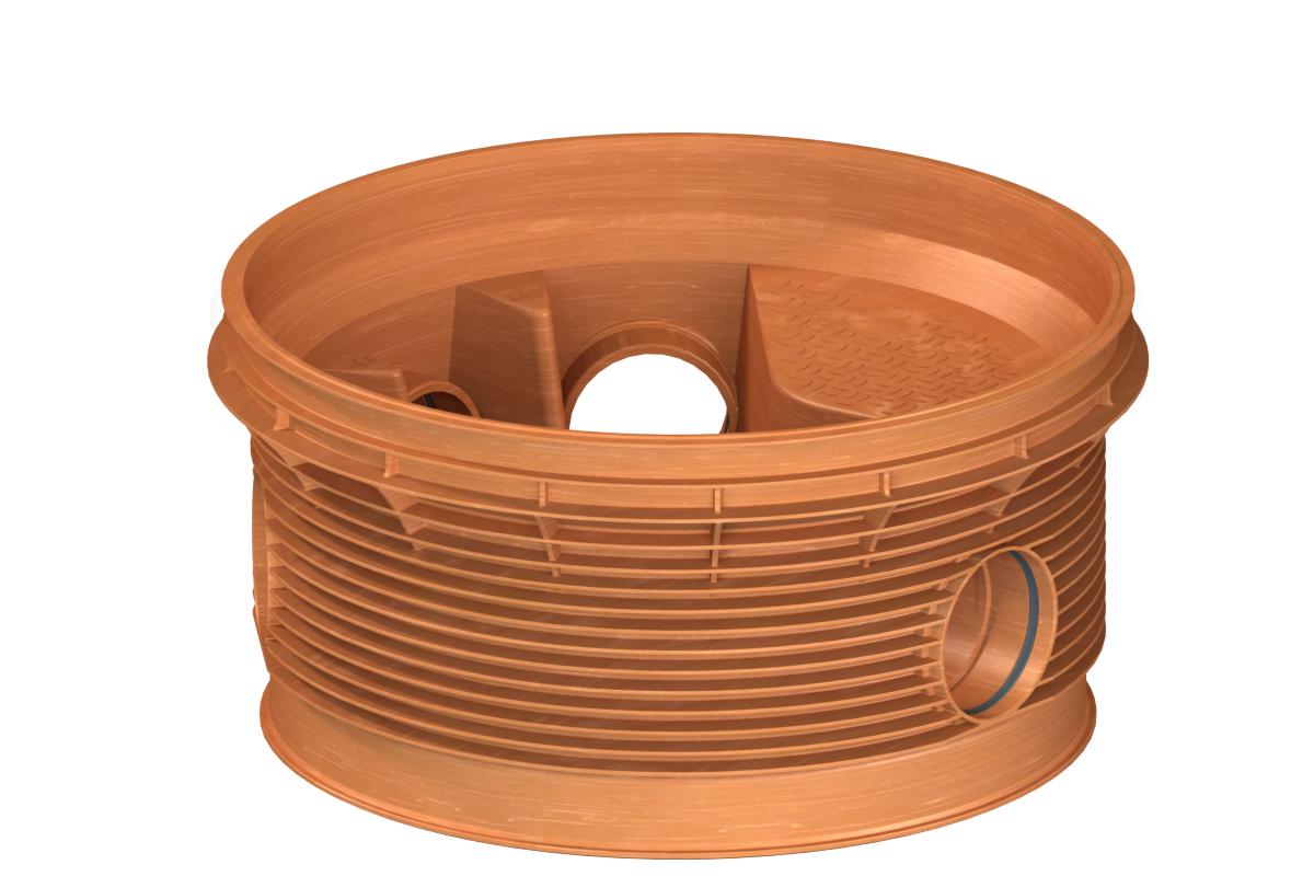 Nedstigningsbrunn, Pipelife PRO1000, dubbelavgrenad 45° - 1000/200 TILLSYNSBRUNN PRO1000 DUBBELAVGRENAD 45°