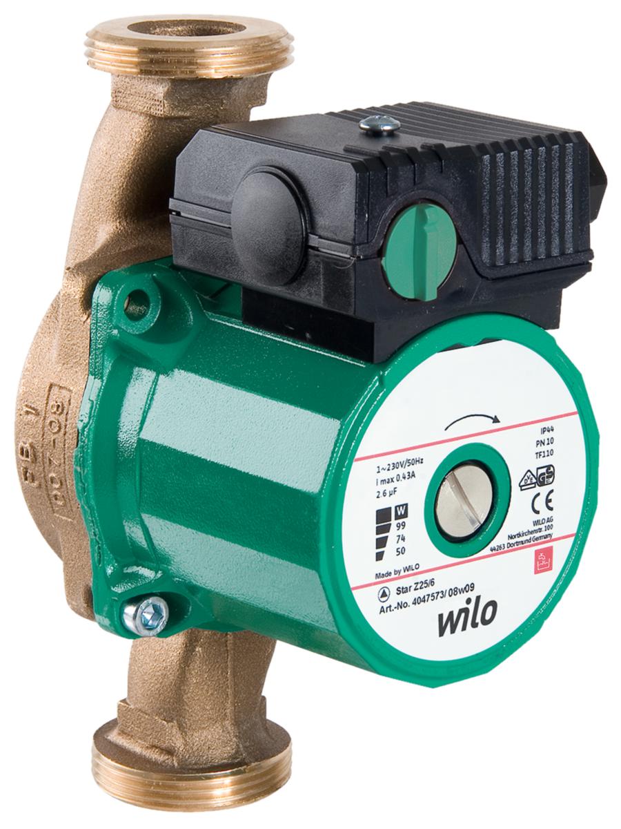 Tappvarmvattenpump Star-Z 20 VVC-pump, Wilo - STAR Z 20/4 WILO 1-FAS VVC-PUMP EXKL KOPPL