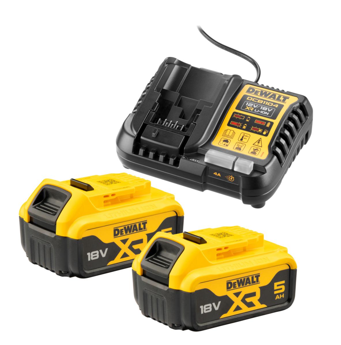 Batterikit DEWALT DCB1104P2 - BATTERIKIT DEWALT DCB1104P2-QW 2X5,0 AH, 1 X DCB1104 LADDARE