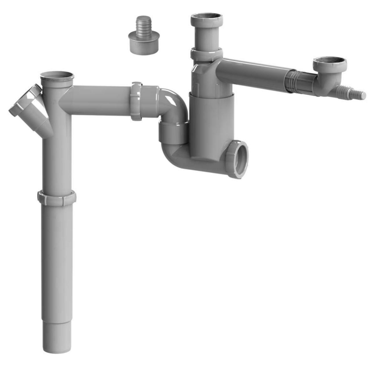 Vattenlås, Faluplast - FALUPLAST DISKBÄNKS VATTENLÅS 2FLEX,GRÅ G40X50MM,UNIVERSALT