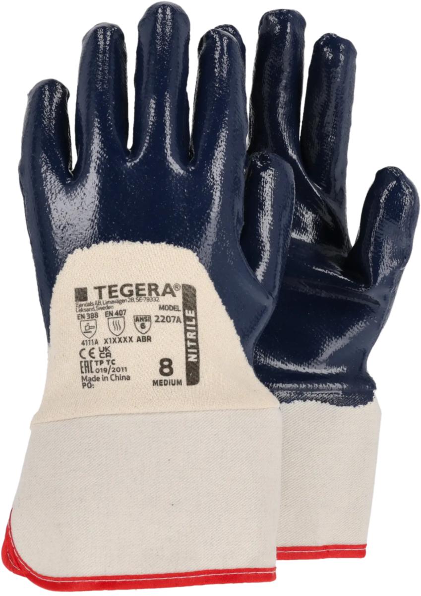 Handske Tegera 2207A - HANDSKE TEGERA 2207A HALVDOPP NITRIL BLÅ KRAGE STL 8