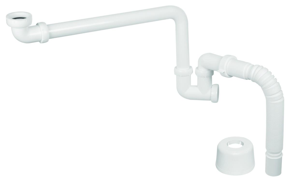 Kommodvattenlås, Faluplast - KOMMODVATTENLÅS G32/G40 x 40mm KOMPL M FLEXISLANG O HUV, VIT