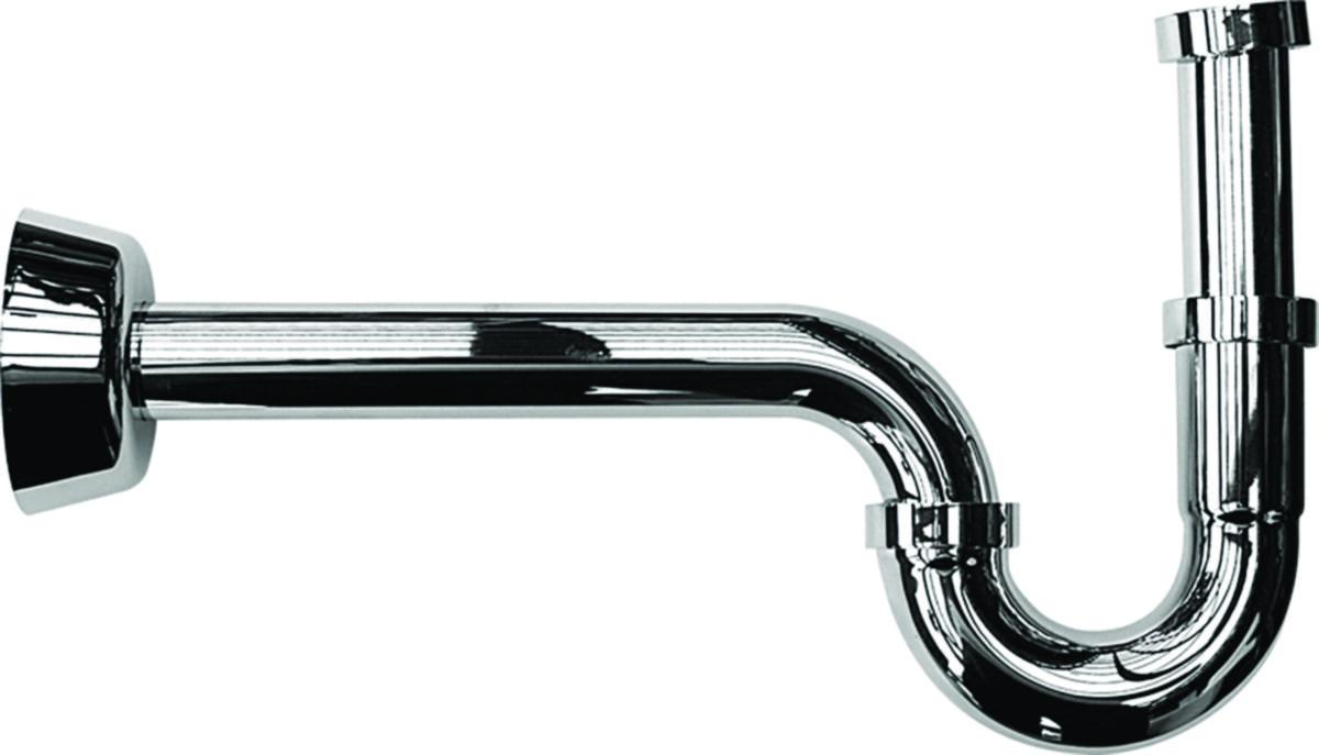 Vattenlåssats vägganslutning, Faluplast - 1 1/4"X32MM. VATTENLÅS F. VÄGG SJÄLVRENSANDE FP 44835 KROM